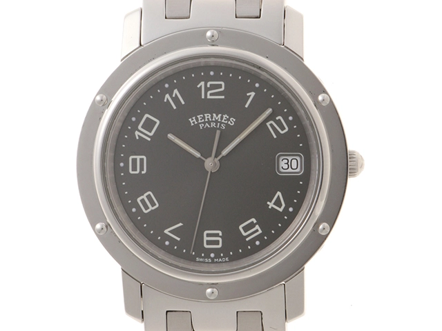 【箱・コマ付き】HERMES メンズ　腕時計　クリッパー　グレー　CL6.710 エルメスクリッパー メンズ 腕時計 CL6.710 HERMES 中古 – 銀蔵