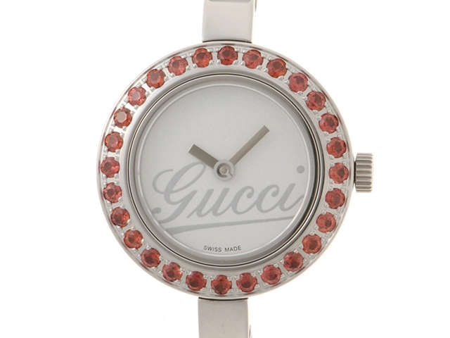 GUCCI グッチ 腕時計 105 ガーネットベゼル 105/YA105535 ステンレススチール シルバー文字盤 クオーツ【472】MN  2148103846915
