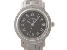 HERMES エルメス クリッパー CL4.210 SS ステンレススチール グレーアラビア文字盤  クォーツ 【460】2148103849480