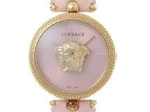 VERSACE ヴェルサーチ パラッツォ エンパイア VECQ00518 SS ステンレススチール レザーベルト ピンク文字盤 クォーツ 【460】2148103849510