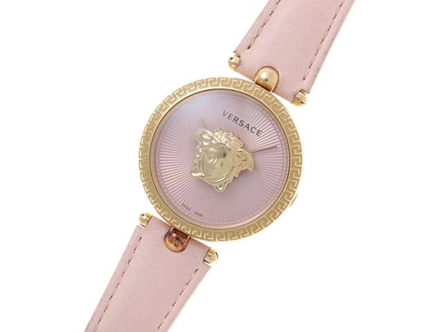 VERSACE ヴェルサーチ パラッツォ エンパイア VECQ00518 SS ステンレススチール レザーベルト ピンク文字盤 クォーツ 【460】2148103849510