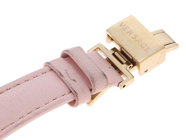 VERSACE ヴェルサーチ パラッツォ エンパイア VECQ00518 SS ステンレススチール レザーベルト ピンク文字盤 クォーツ 【460】2148103849510