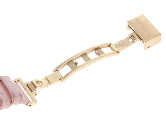 VERSACE ヴェルサーチ パラッツォ エンパイア VECQ00518 SS ステンレススチール レザーベルト ピンク文字盤 クォーツ 【460】2148103849510