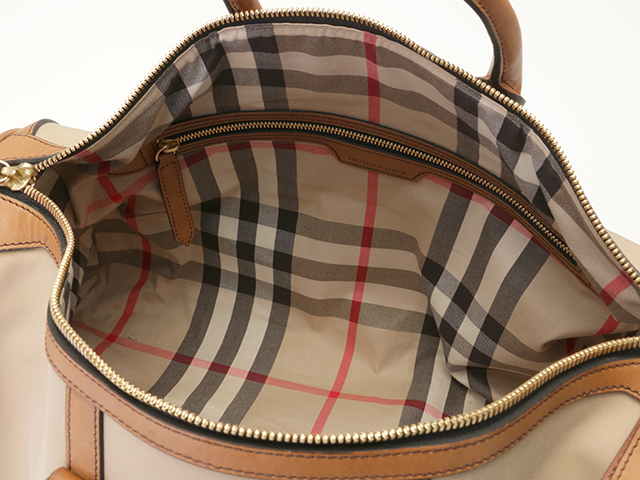 BURBERRY バーバリー ボストンバッグ キャンバス/レザー ベージュ
