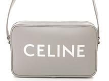 CELINE セリーヌ ロゴショルダーバッグ グレー レザー 2148103850479 【432】