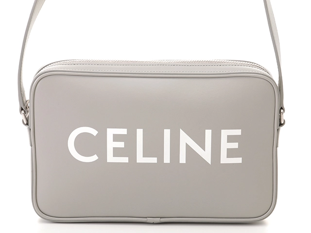 CELINE セリーヌ ロゴショルダーバッグ グレー レザー 2148103850479 【432】