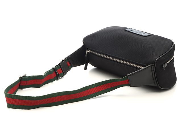 GUCCI ウエストバッグ GG柄 レザー キャンバス 黒 GUCCI グッチ ウエストバッグ ウエストポーチ GGキャンバス
