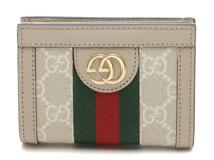 GUCCI 　グッチ　折り畳み財布　オフィディア　ＧＧカードケースウォレット　ベージュ／ホワイト　ＰＶＣ／レザー　523155　【431】2148103851445