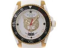 GUCCI グッチ  DIVE ダイブ クォーツ ホワイト ラバー メンズ YA136322【472】