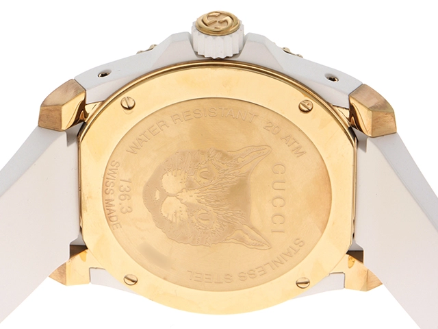 GUCCI グッチ  DIVE ダイブ クォーツ ホワイト ラバー メンズ YA136322【472】