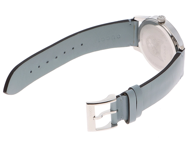 GUCCI グッチ レディース クオーツ Gタイムレス 126.4 YA1264124 ブルーシェル文字盤 SS/レザー【472】HK