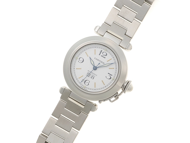 Cartier カルティエ 男女兼用 オートマチック パシャC ビッグデイト W31044M7 ホワイト文字盤 SS【472】HK