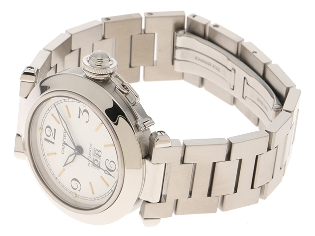 Cartier カルティエ 男女兼用 オートマチック パシャC ビッグデイト W31044M7 ホワイト文字盤 SS【472】HK
