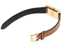GUCCI グッチ レディース クオーツ Gフレーム YA147402/147.4 トリコロールシェル文字盤 GP/パイソンレザー【472】HK
