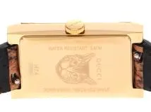 GUCCI グッチ レディース クオーツ Gフレーム YA147402/147.4 トリコロールシェル文字盤 GP/パイソンレザー【472】HK