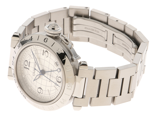 Cartier パシャCメリディアン自動巻き腕時計と未使用のお手入れセット！ Cartier カルティエ パシャC メリディアン W31078M7 ステンレス