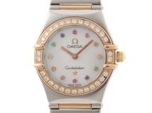 OMEGA オメガ 腕時計 コンステレーション ミニ マイチョイス アイリス ダイヤベゼル マルチ12P 1365.79 ステンレス イエローゴールド シェル文字盤 クォーツ 【472】UH