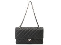 CHANEL　シャネル　マトラッセ　Wフラップ　25　Wチェーンショルダー　ブラック/SV（シルバー金具）　キャビア　A01112　2148103851803　【432】