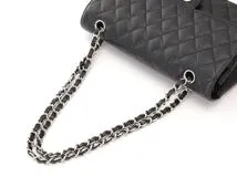 CHANEL　シャネル　マトラッセ　Wフラップ　25　Wチェーンショルダー　ブラック/SV（シルバー金具）　キャビア　A01112　2148103851803　【432】