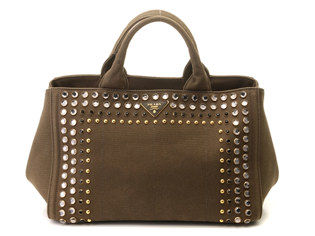 PRADA(プラダ) カナパ トートPM ビジュー付き ブラックデニム
