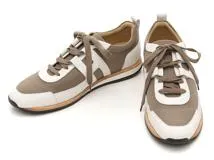 HERMES エルメス パートナー スニーカー メンズ43 カーキ/ホワイト