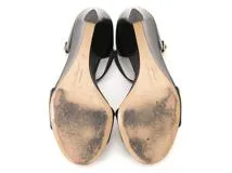 Salvatore Ferragamo　サルヴァトーレフェラガモ　ヴァラウェッジソールサンダル　レディース6　ブラック　パテント　0741079　2148103853630　【432】