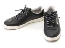 美品 CHANEL シャネル カメリア レザースニーカー ブラック CHANEL】シャネル スニーカー スエード ブラック (CHANEL