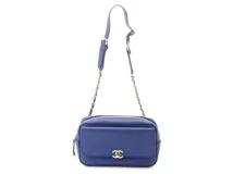 CHANEL　シャネル　マトラッセ チェーンショルダー　ブルー/GP　レザー