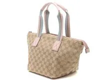 GUCCI グッチ GGハンドバッグ ベージュ／ピンク キャンバス