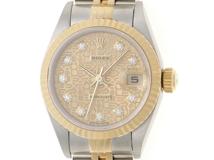 P番 2000年頃製造 ROLEX ロレックス レディース オートマチック デイトジャスト26 79173G シャンパンホリコン10PD文字盤 K18YG/SS【472】HK