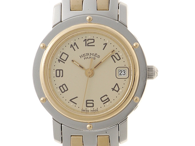 HERMES エルメス レディース クオーツ クリッパー コンビ CL4.220  