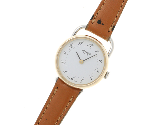HERMES エルメス 時計 アルソー クオーツ レディース GP/SS/革