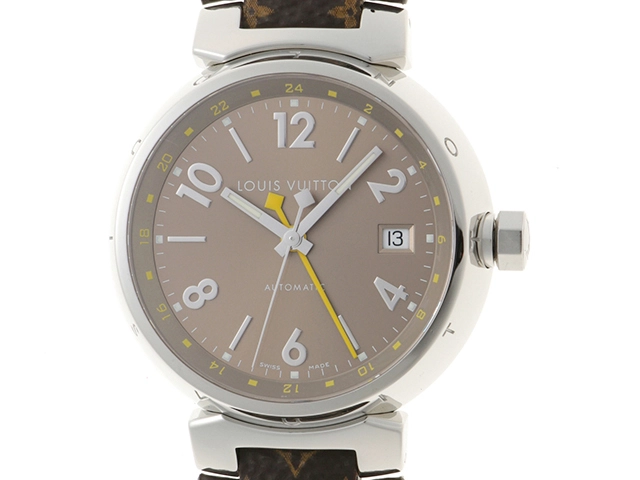 LOUIS VUITTON ルイヴィトン タンブール GMT Q1132 SS革 自動