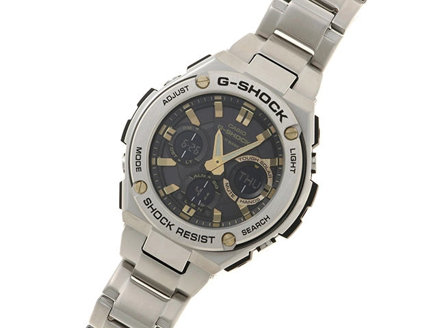 CASIO カシオ メンズ 電波ソーラー G-SHOCK G-STEEL GST-W110D-1A9JF ブラック×ゴールド SS/樹脂【472】HK