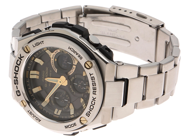 CASIO カシオ メンズ 電波ソーラー G-SHOCK G-STEEL GST-W110D-1A9JF ブラック×ゴールド SS/樹脂【472】HK