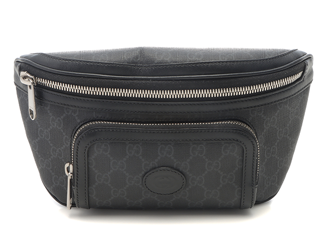 GUCCI グッチ GGスプリーム ボディバッグ ブラック／グレー