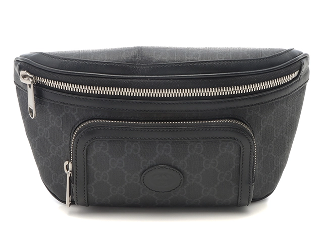 GUCCI グッチ GGスプリーム ボディバッグ ブラック／グレー