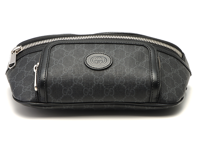 GUCCI グッチ GGスプリーム ボディバッグ ブラック／グレー