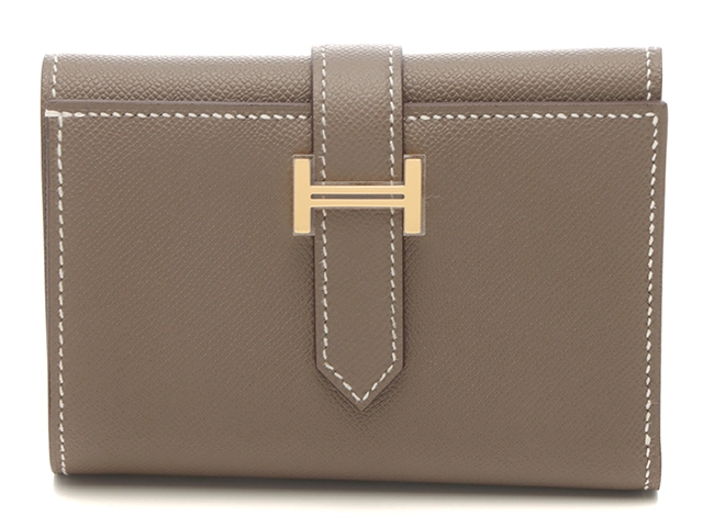 HERMES　エルメス　財布　ベアン　コンビネ　エトゥープ／ＧＰ　ゴールド金具　Ｗ刻印（2024年）2148103860041　【中古】【大黒屋】【200】