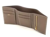 HERMES　エルメス　財布　ベアン　コンビネ　エトゥープ／ＧＰ　ゴールド金具　Ｗ刻印（2024年）2148103860041　【中古】【大黒屋】【200】
