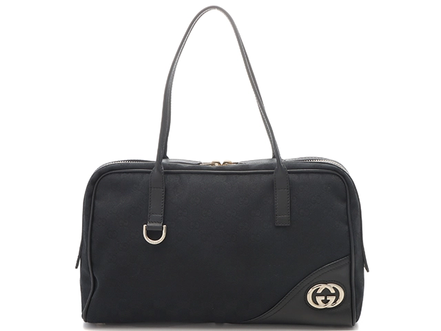 GUCCI ブラック キャンバス ハンドバッグ GUCCI グッチ ニューブリット GGハンドバッグ ハンドバッグ