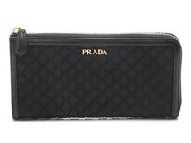 PRADA　プラダ　L型ZIP財布　ブラック　ゴールド金具　ナイロン／レザー　【471】L