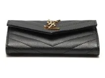 【SAINT LAURENT】サンローラン モノグラムウォレット ブラック モノグラム コンパクト スリーフォールド ウォレット（ブラック