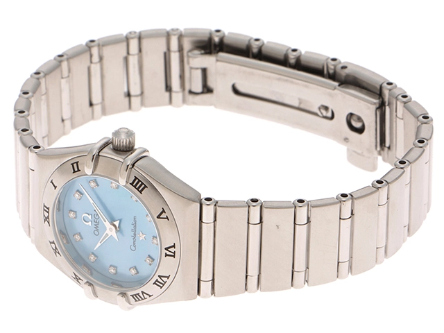 OMEGA　オメガ　コンステレーション・ミニ　22.5MM　シンディ1998　1562.85.00　ステンレス　ブルーシェル　12Pダイヤモンド　女性用クオーツ時計【473】