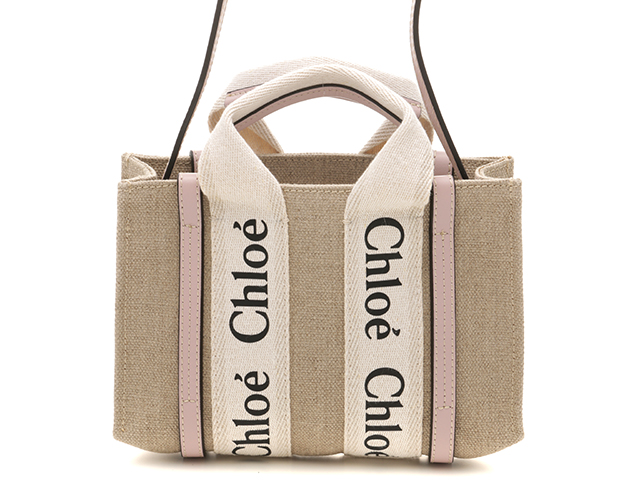 Chloé クロエ WOODY ミニトートバッグ セメントピンク リネン