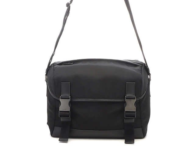 PRADA ナイロン ブラック ショルダーバッグ PRADA プラダ ショルダーバッグ ナイロン レザー ブラック【473