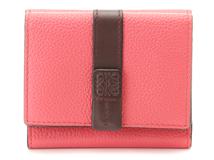 LOEWE　ロエベ　トライフォールドウォレット　ピンク／ボルドー/レッド　レザー　124.12AB41　【471】SK　2148103862946