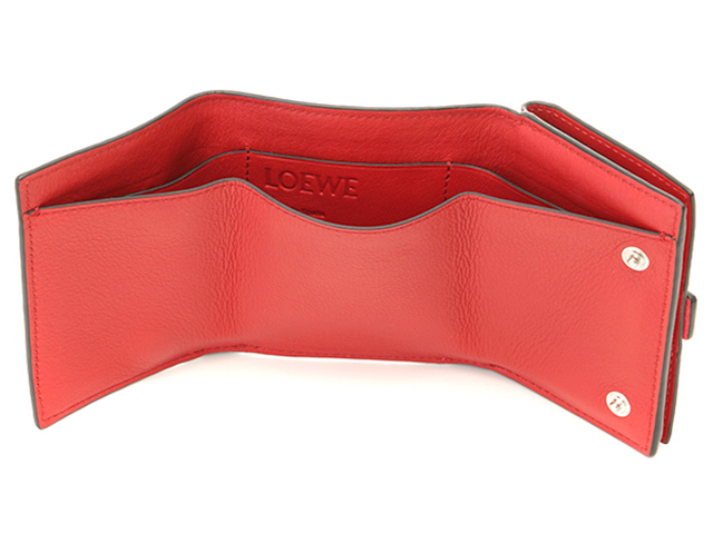 LOEWE ロエベ トライフォールドウォレット ピンク／ボルドー