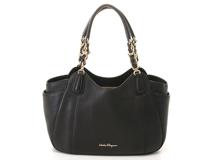 Salvatore Ferragamo フェラガモ　ガンチーニチェーン　トートバッグ　ブラック　レザー【471】IK