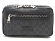 GUCCI　グッチ　ＧＧスプリーム　ウエストバッグ　ブラック　PVC/レザー　474193　2148103864513　【中古】【大黒屋】【200】